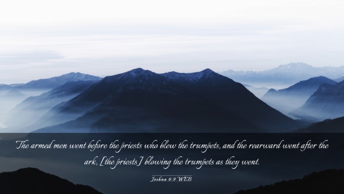 Picture 03 - Joshua 6:9 WEB Desktop Wallpaper - The armed men went before the priests who blew - Desktop Bible Verse Wallpaper