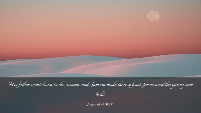 Picture 03 - Judges 14:10 WEB Desktop Wallpaper - His father went down to the woman: and Samson - Desktop Bible Verse Wallpaper
