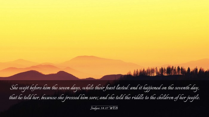Picture 03 - Judges 14:17 WEB Desktop Wallpaper - She wept before him the seven days, while their - Desktop Bible Verse Wallpaper