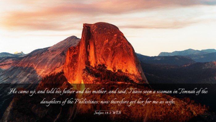 Picture 03 - Judges 14:2 WEB Desktop Wallpaper - He came up, and told his father and his mother, - Desktop Bible Verse Wallpaper