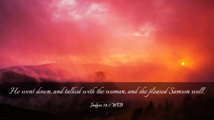 Picture 03 - Judges 14:7 WEB Desktop Wallpaper - He went down, and talked with the woman, and she - Desktop Bible Verse Wallpaper