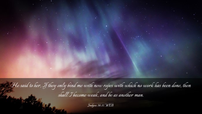 Picture 03 - Judges 16:11 WEB Desktop Wallpaper - He said to her, If they only bind me with new - Desktop Bible Verse Wallpaper
