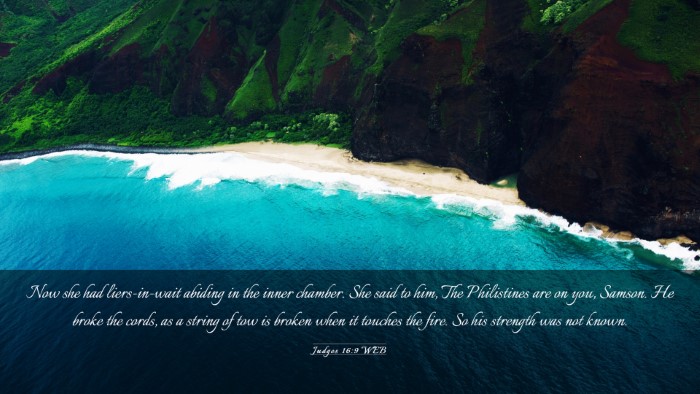 Picture 03 - Judges 16:9 WEB Desktop Wallpaper - Now she had liers-in-wait abiding in the inner - Desktop Bible Verse Wallpaper