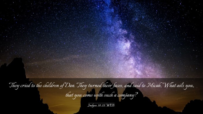 Picture 03 - Judges 18:23 WEB Desktop Wallpaper - They cried to the children of Dan. They turned - Desktop Bible Verse Wallpaper