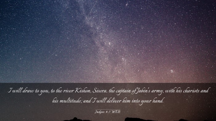 Picture 03 - Judges 4:7 WEB Desktop Wallpaper - I will draw to you, to the river Kishon, Sisera, - Desktop Bible Verse Wallpaper
