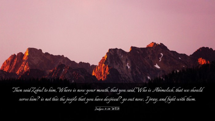 Picture 03 - Judges 9:38 WEB Desktop Wallpaper - Then said Zebul to him, Where is now your mouth, - Desktop Bible Verse Wallpaper