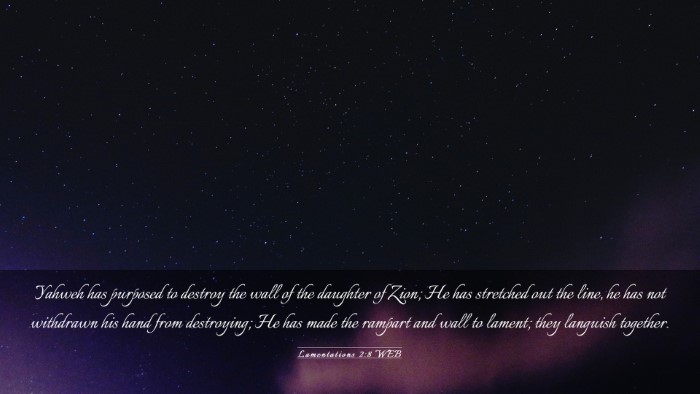 Picture 03 - Lamentations 2:8 WEB Desktop Wallpaper - Yahweh has purposed to destroy the wall of the - Desktop Bible Verse Wallpaper