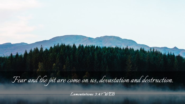 Picture 03 - Lamentations 3:47 WEB Desktop Wallpaper - Fear and the pit are come on us, devastation and - Desktop Bible Verse Wallpaper