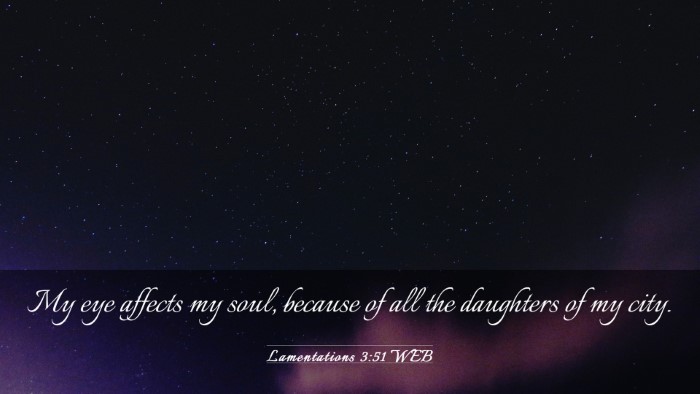 Picture 03 - Lamentations 3:51 WEB Desktop Wallpaper - My eye affects my soul, because of all the - Desktop Bible Verse Wallpaper
