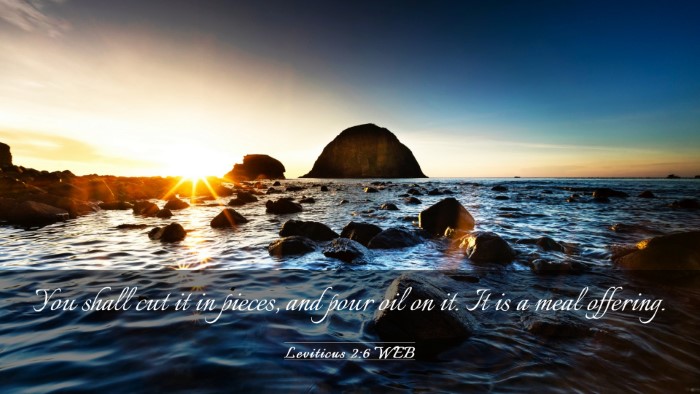 Picture 03 - Leviticus 2:6 WEB Desktop Wallpaper - You shall cut it in pieces, and pour oil on it. - Desktop Bible Verse Wallpaper