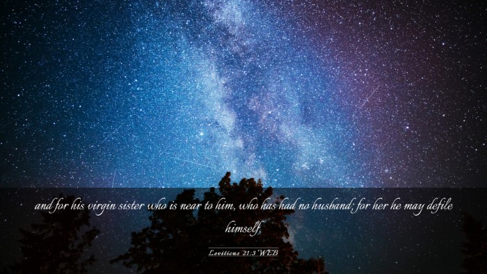 Picture 03 - Leviticus 21:3 WEB Desktop Wallpaper - and for his virgin sister who is near to him, who - Desktop Bible Verse Wallpaper