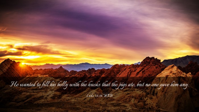 Picture 03 - Luke 15:16 WEB Desktop Wallpaper - He wanted to fill his belly with the husks that - Desktop Bible Verse Wallpaper