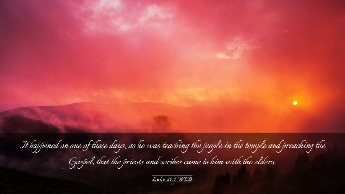 Picture 03 - Luke 20:1 WEB Desktop Wallpaper - It happened on one of those days, as he was - Desktop Bible Verse Wallpaper
