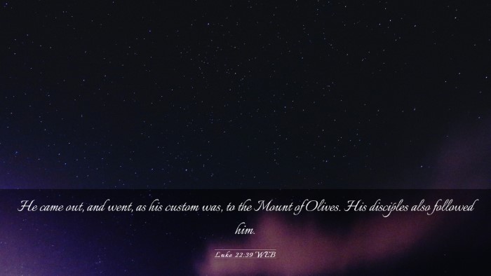 Picture 03 - Luke 22:39 WEB Desktop Wallpaper - He came out, and went, as his custom was, to the - Desktop Bible Verse Wallpaper