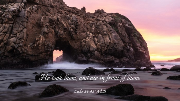Picture 03 - Luke 24:43 WEB Desktop Wallpaper - He took them, and ate in front of - Desktop Bible Verse Wallpaper