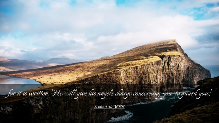Picture 03 - Luke 4:10 WEB Desktop Wallpaper - for it is written, 'He will give his angels - Desktop Bible Verse Wallpaper