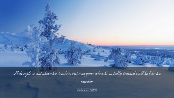 Picture 03 - Luke 6:40 WEB Desktop Wallpaper - A disciple is not above his teacher, but everyone - Desktop Bible Verse Wallpaper