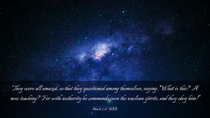 Picture 03 - Mark 1:27 WEB Desktop Wallpaper - They were all amazed, so that they questioned - Desktop Bible Verse Wallpaper