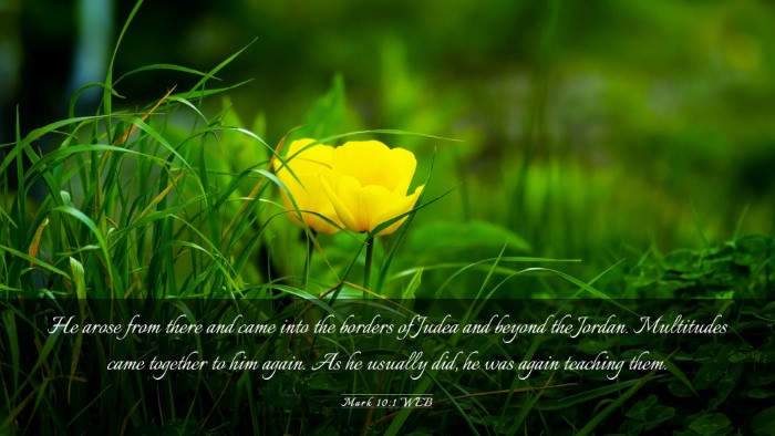 Picture 03 - Mark 10:1 WEB Desktop Wallpaper - He arose from there and came into the borders of - Desktop Bible Verse Wallpaper