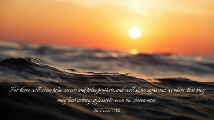 Picture 03 - Mark 13:22 WEB Desktop Wallpaper - For there will arise false christs and false - Desktop Bible Verse Wallpaper
