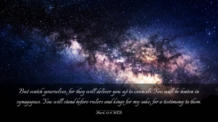 Picture 03 - Mark 13:9 WEB Desktop Wallpaper - But watch yourselves, for they will deliver you - Desktop Bible Verse Wallpaper