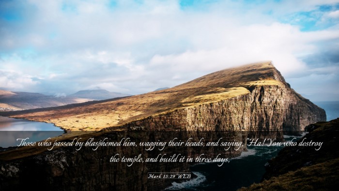 Picture 03 - Mark 15:29 WEB Desktop Wallpaper - Those who passed by blasphemed him, wagging their - Desktop Bible Verse Wallpaper