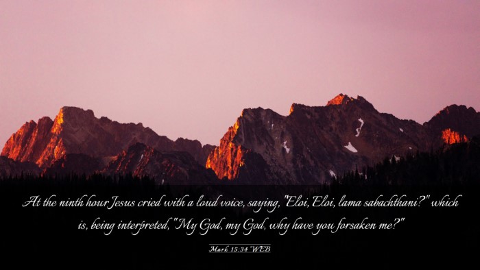 Picture 03 - Mark 15:34 WEB Desktop Wallpaper - At the ninth hour Jesus cried with a loud voice, - Desktop Bible Verse Wallpaper
