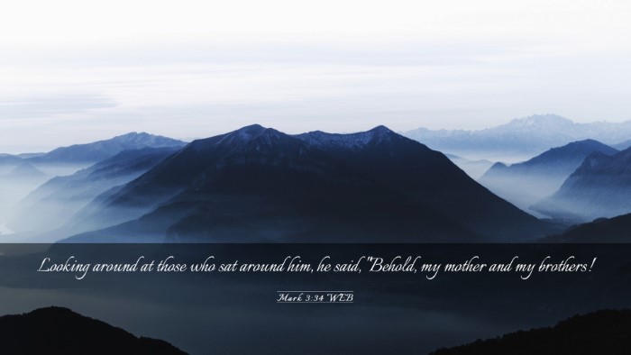 Picture 03 - Mark 3:34 WEB Desktop Wallpaper - Looking around at those who sat around him, he - Desktop Bible Verse Wallpaper