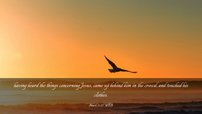 Picture 03 - Mark 5:27 WEB Desktop Wallpaper - having heard the things concerning Jesus, came up - Desktop Bible Verse Wallpaper