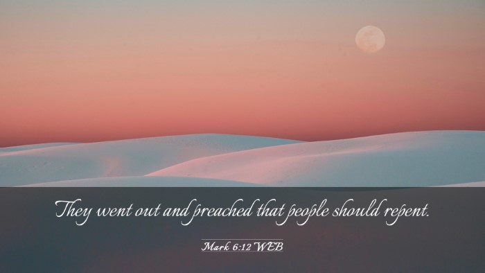 Picture 03 - Mark 6:12 WEB Desktop Wallpaper - They went out and preached that people should - Desktop Bible Verse Wallpaper