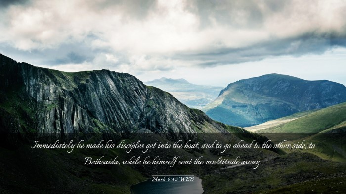 Picture 03 - Mark 6:45 WEB Desktop Wallpaper - Immediately he made his disciples get into the - Desktop Bible Verse Wallpaper