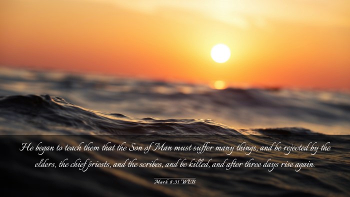 Picture 03 - Mark 8:31 WEB Desktop Wallpaper - He began to teach them that the Son of Man must - Desktop Bible Verse Wallpaper