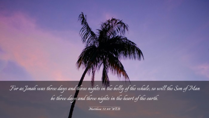 Picture 03 - Matthew 12:40 WEB Desktop Wallpaper - For as Jonah was three days and three nights in - Desktop Bible Verse Wallpaper