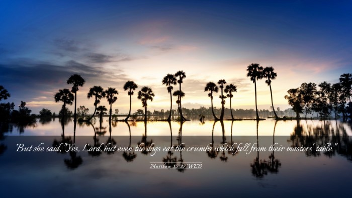 Picture 03 - Matthew 15:27 WEB Desktop Wallpaper - But she said, 