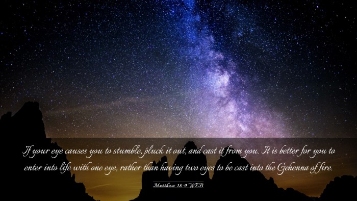 Picture 03 - Matthew 18:9 WEB Desktop Wallpaper - If your eye causes you to stumble, pluck it out, - Desktop Bible Verse Wallpaper