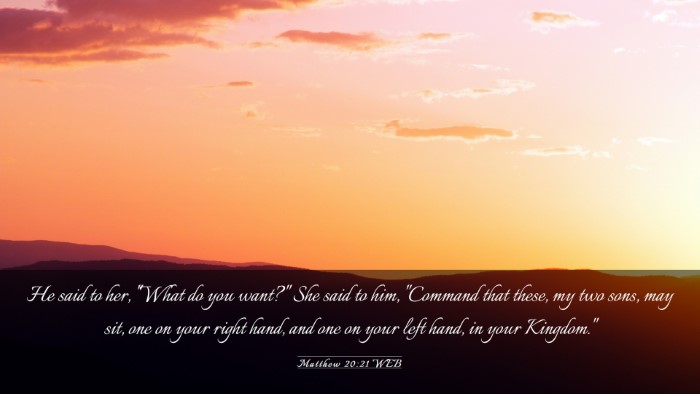 Picture 03 - Matthew 20:21 WEB Desktop Wallpaper - He said to her, 