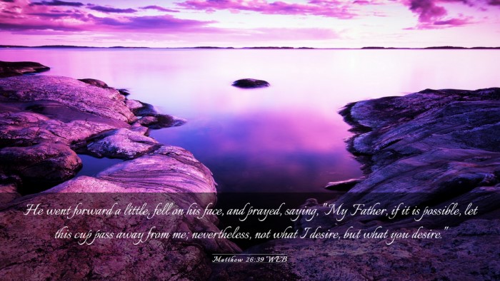 Picture 03 - Matthew 26:39 WEB Desktop Wallpaper - He went forward a little, fell on his face, and - Desktop Bible Verse Wallpaper