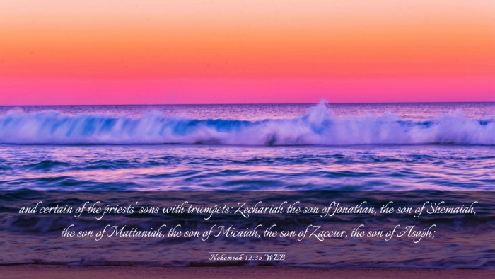 Picture 03 - Nehemiah 12:35 WEB Desktop Wallpaper - and certain of the priests' sons with trumpets: - Desktop Bible Verse Wallpaper