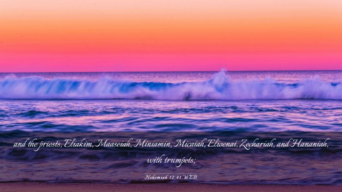 Picture 03 - Nehemiah 12:41 WEB Desktop Wallpaper - and the priests, Eliakim, Maaseiah, Miniamin, - Desktop Bible Verse Wallpaper