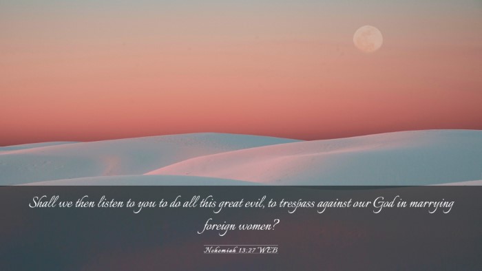 Picture 03 - Nehemiah 13:27 WEB Desktop Wallpaper - Shall we then listen to you to do all this great - Desktop Bible Verse Wallpaper