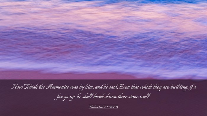 Picture 03 - Nehemiah 4:3 WEB Desktop Wallpaper - Now Tobiah the Ammonite was by him, and he said, - Desktop Bible Verse Wallpaper