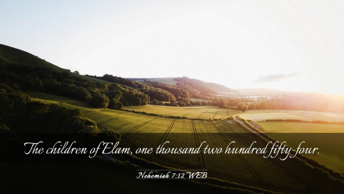 Picture 03 - Nehemiah 7:12 WEB Desktop Wallpaper - The children of Elam, one thousand two hundred - Desktop Bible Verse Wallpaper