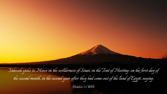 Picture 03 - Numbers 1:1 WEB Desktop Wallpaper - Yahweh spoke to Moses in the wilderness of Sinai, - Desktop Bible Verse Wallpaper