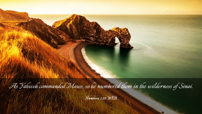Picture 03 - Numbers 1:19 WEB Desktop Wallpaper - As Yahweh commanded Moses, so he numbered them in - Desktop Bible Verse Wallpaper