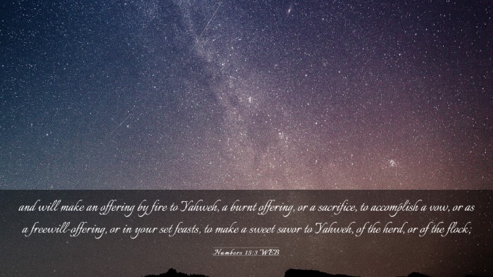 Picture 03 - Numbers 15:3 WEB Desktop Wallpaper - and will make an offering by fire to Yahweh, a - Desktop Bible Verse Wallpaper