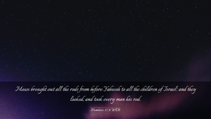 Picture 03 - Numbers 17:9 WEB Desktop Wallpaper - Moses brought out all the rods from before Yahweh - Desktop Bible Verse Wallpaper