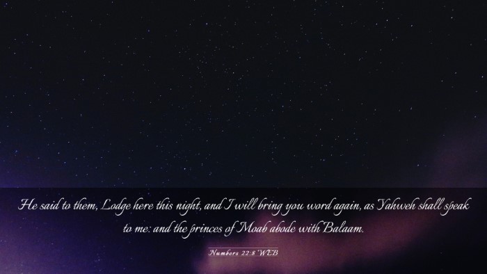 Picture 03 - Numbers 22:8 WEB Desktop Wallpaper - He said to them, Lodge here this night, and I - Desktop Bible Verse Wallpaper