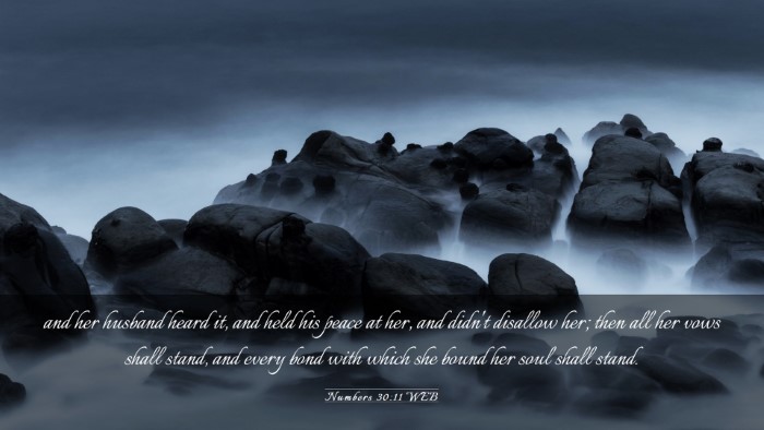 Picture 03 - Numbers 30:11 WEB Desktop Wallpaper - and her husband heard it, and held his peace at - Desktop Bible Verse Wallpaper