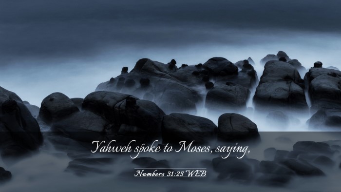 Picture 03 - Numbers 31:25 WEB Desktop Wallpaper - Yahweh spoke to Moses, - Desktop Bible Verse Wallpaper
