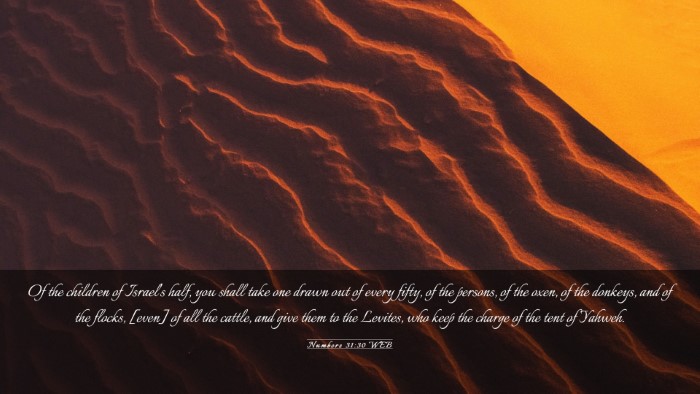 Picture 03 - Numbers 31:30 WEB Desktop Wallpaper - Of the children of Israel's half, you shall take - Desktop Bible Verse Wallpaper